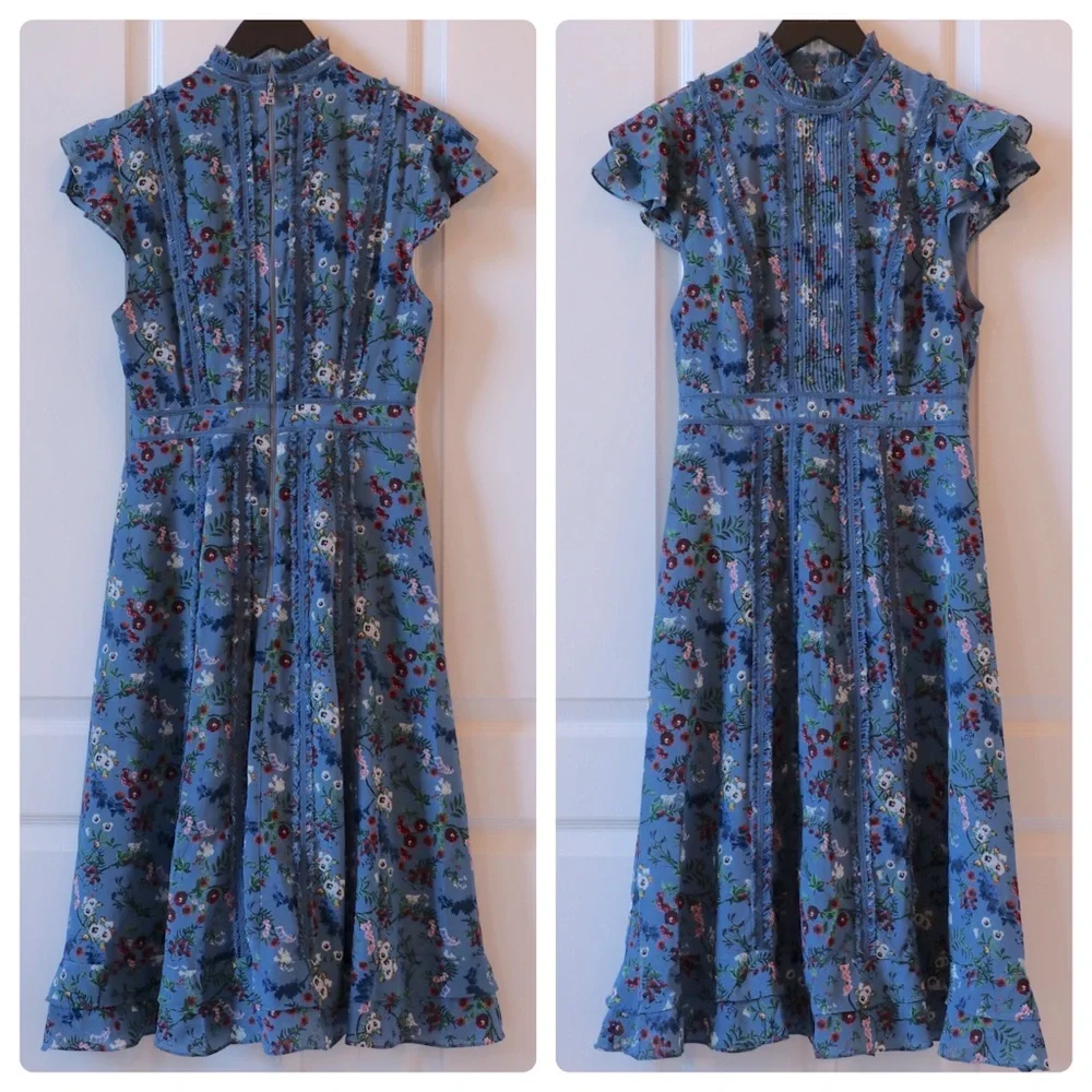 ALICE + OLIVIA Marta Floral Mock Neck Midi Dress - Picture 8 of 14